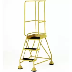 Image of Loops - 3 Tread Mobile Warehouse Steps & Guardrail yellow 1.7m Portable Safety Stairs