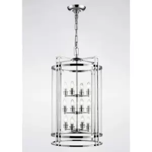 Image of Eaton pendant lamp 12 bulbs chrome polished / glass