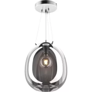 Image of Moon 38cm Dome Pendant Ceiling Light, Smokey Chrome, 1x E27
