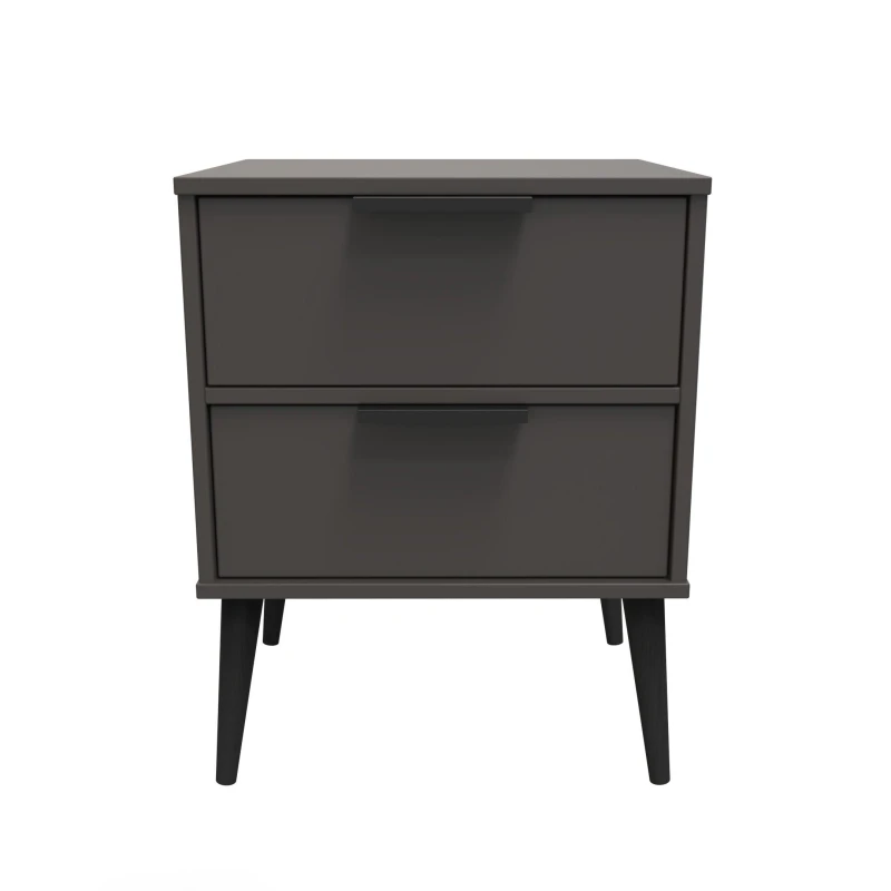 Image of Fuji 2 Drawer Bedside Cabinet In Graphite (Ready Assembled)