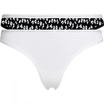Image of Calvin Klein 2 Pack CK One Cotton Thong - BLK/WHT/CHEETAH