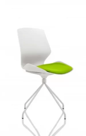 Image of Florence Spindle White Frame Visitor Chair in Myrrh Green