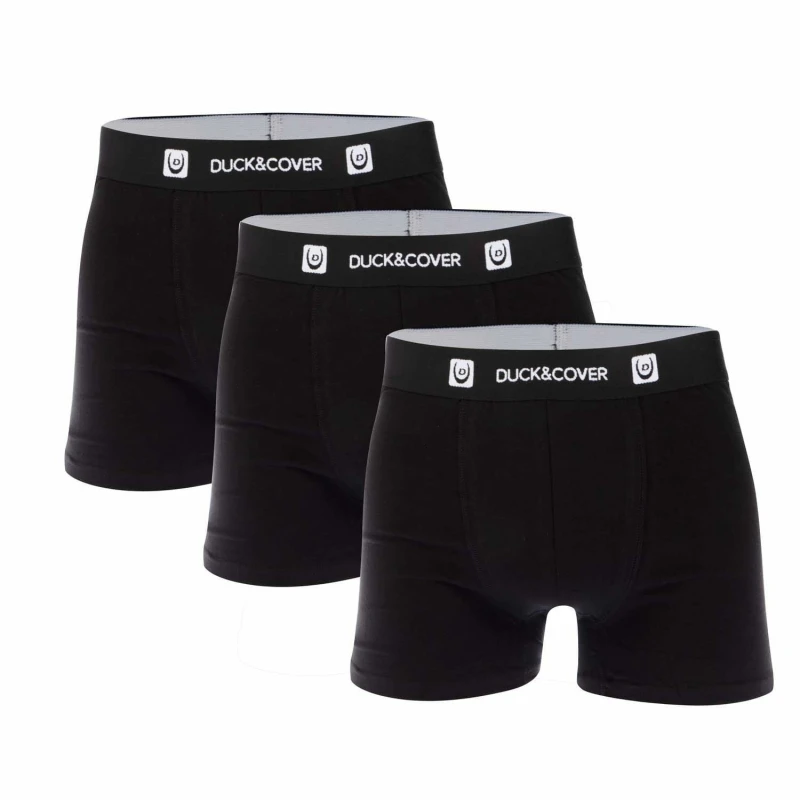 Image of Duck and Cover 3 Pack of Villani Boxer Shorts - Black L