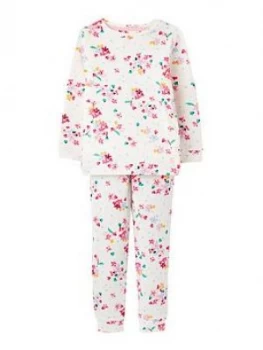 Image of Joules Girls Sleepwell Ditsy Floral Jersey Pyjamas - White