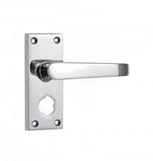 Image of Wickes New York Victorian Straight Privacy Door Handle - Chrome 1 Pair