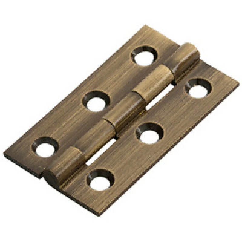 Image of Loops PAIR 50 x 28 x 1.5mm Cabinet Hinge Antique Brass Small Cupboard Door Metallics