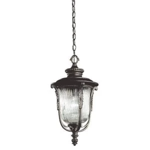 Image of 1 Light Outdoor Ceiling Chain Lantern Rubbed Bronze, E27