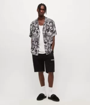 Image of AllSaints Mens Opposition Sweat Shorts, Black, Size: M