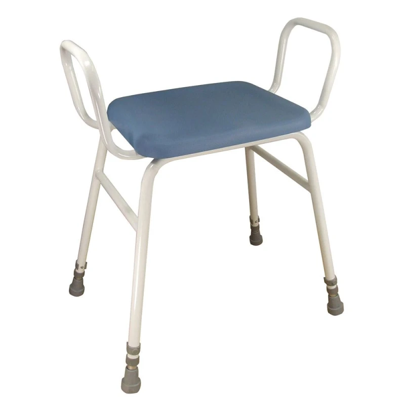 Image of Loops Perching Stool with Arms - 500 650mm Adjustable Height - Padded Wipe Clean Seat Multi