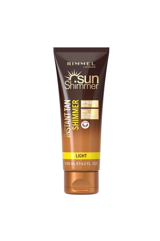 Image of Rimmel London Womens Sunshimmer Instant Tan Shimmer Finish 125ml in Light Shimmer Light Shimmer Female 125ml