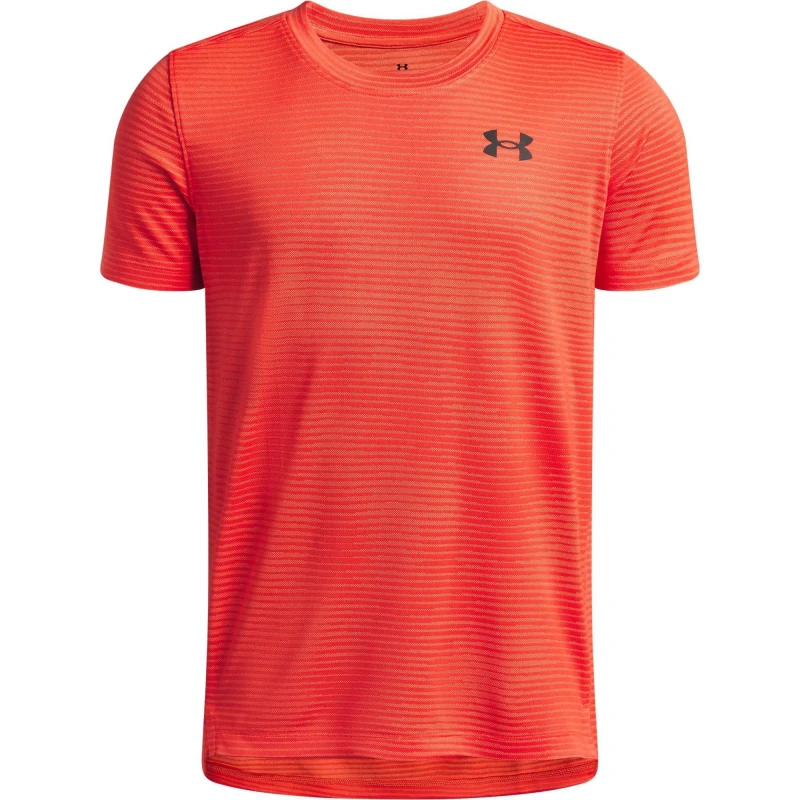 Image of Under Armour Kids Tech Vent Jacquard Short Sleeve Performance Gym Top Venom Red/Black male 7-8 (S)