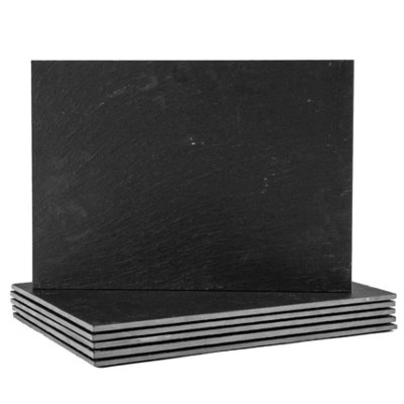 Image of Argon Tableware 6X Linea Slate Placemats - Rectangular Natural Stone Smooth Edge Slate Dinner Mats Dinnerware Plate Placemats