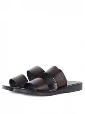 Image of Barbour Abel Two Strap Leather Sandal, Brown, Size 9, Men