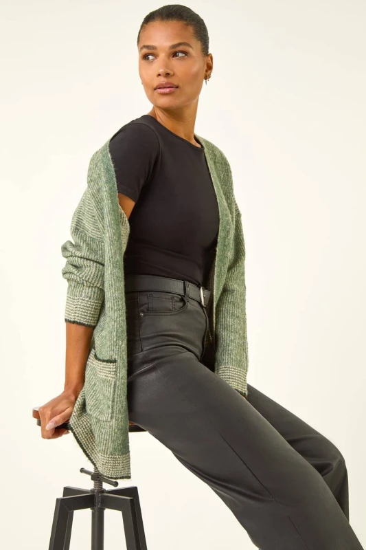 Image of Roman Womens Soft Knit Pocket Cardigan in Green Size: 10 Green Female 10