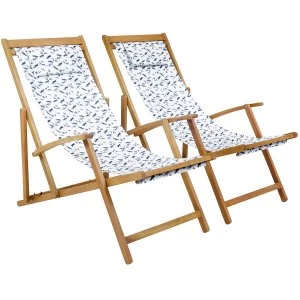 Image of Charles Bentley Deck Chair Pair - Dragonfly