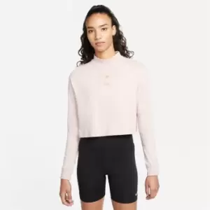 Image of Nike Nsw Long Sleeve Mock Collar T Shirt Womens - Pink