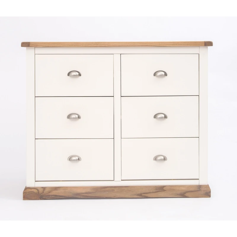 Image of Cabinet Bits Tropea 6 Drawer Chest of Drawers Chrome Cup Handle in Off-White Off-White Unisex