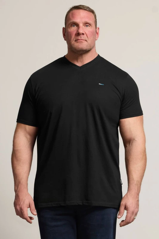 Image of BadRhino Mens 5 Pack V-Neck T-Shirts in Black Size: 5-6XL Black Male 5-6XL