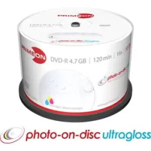 Image of Primeon 2761207 Blank DVD-R 4.7 GB 50 pc(s) Spindle Printable, Glossy surface, Waterproof, Smearproof