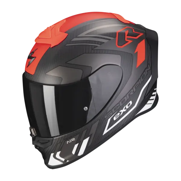 Image of Scorpion Exo-R1 Evo Carbon Air Supra Matt Black-Silver-White Full Face Helmet XS