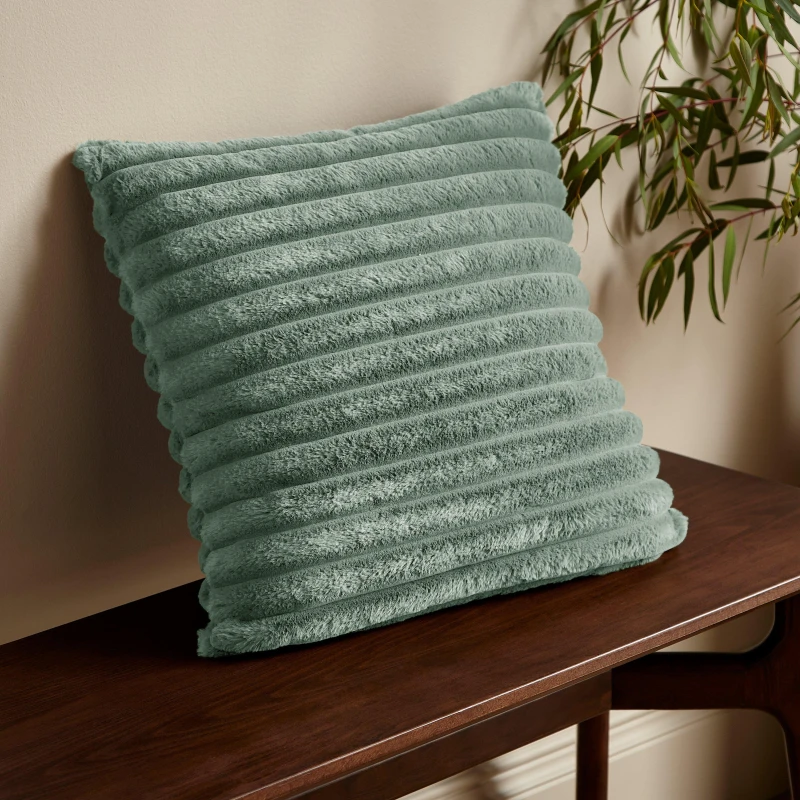 Image of Catherine Lansfield Cosy Ribbed Cushion Sage Green 45X45 MN30408