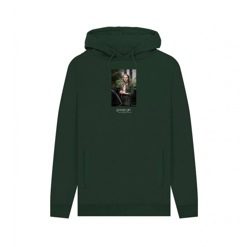 Image of Gossip Girl Mens Blair Waldorf Graphic Hoodie in Bottle Green Size: Small Bottle Green Male S