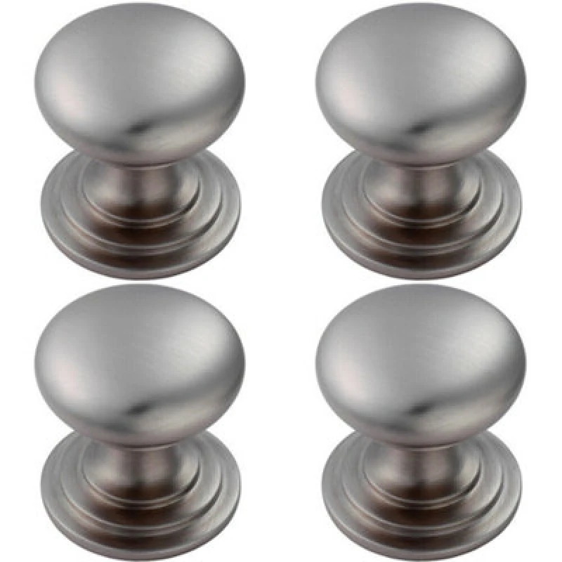 Image of Loops 4x Victorian Round Cupboard Door Knob 32mm Dia Stainless Steel Cabinet Handle Metallics unisex