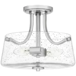 Image of Elstead Quoizel Hollister Bowl Semi Flush Ceiling Light Polished Nickel