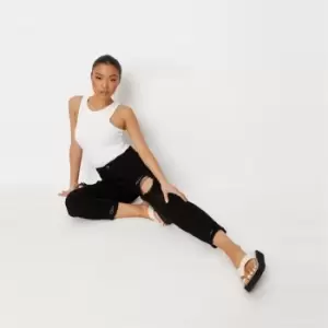 Image of Missguided Petite Riot Ribbed jean - Black
