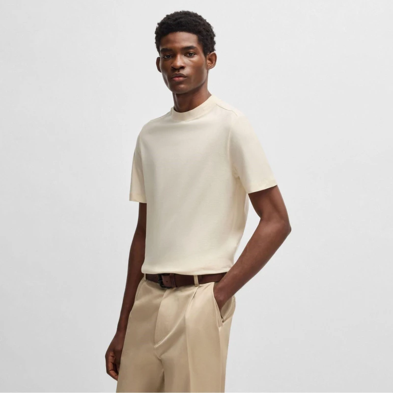 Image of Boss Mens P-Thompson 290 Regular-Fit Four-Way Stretch T-Shirt White male S