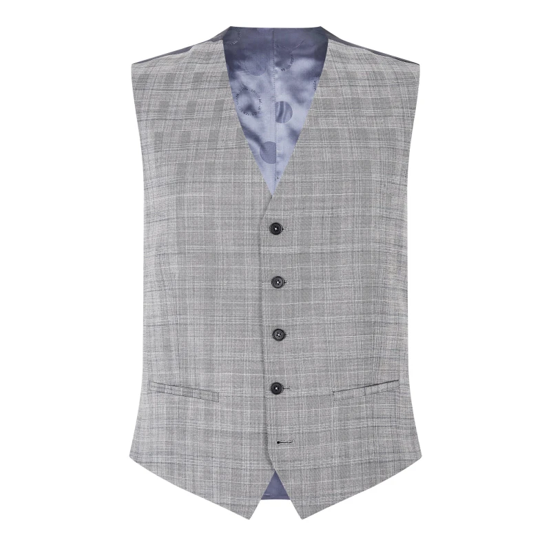 Image of Ted Baker Check Vest Waistcoat - Grey Grey S