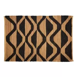 Image of Natural and Black Aztec Hemp Rug