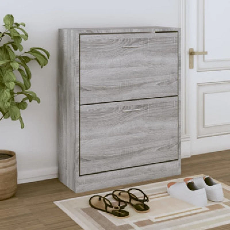 Image of Vidaxl Shoe Cabinet Grey Sonoma 63X24X81cm Engineered Wood