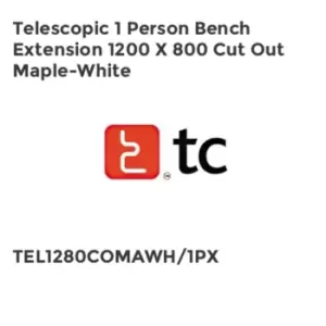 Image of TC Group Telescopic 1 Person Bench Extension 1200 x 800 Cut Out Maple-White