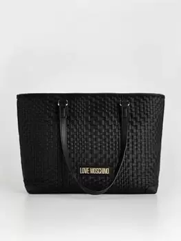 Image of Love Moschino Woven Shopper Bag - Black