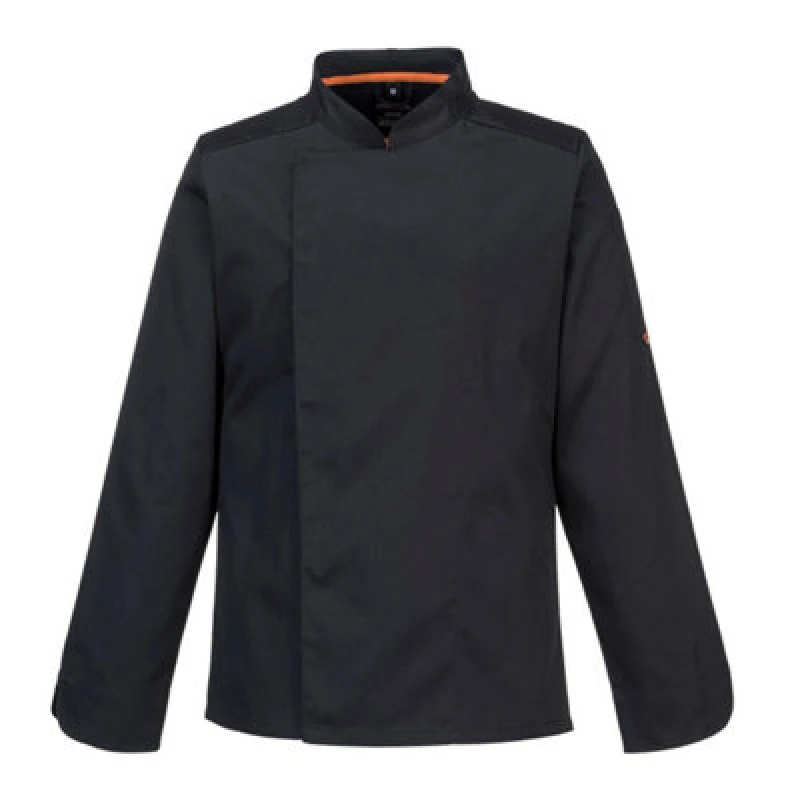 Image of Portwest MeshAir Pro Long Sleeve Chefs Jacket C838BKRS Colour: Black