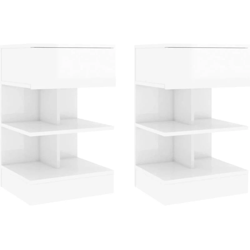 Image of VIDAXL Bedside Cabinets 2 pcs High Gloss White 40x35x65cm Vidaxl 8720286642580