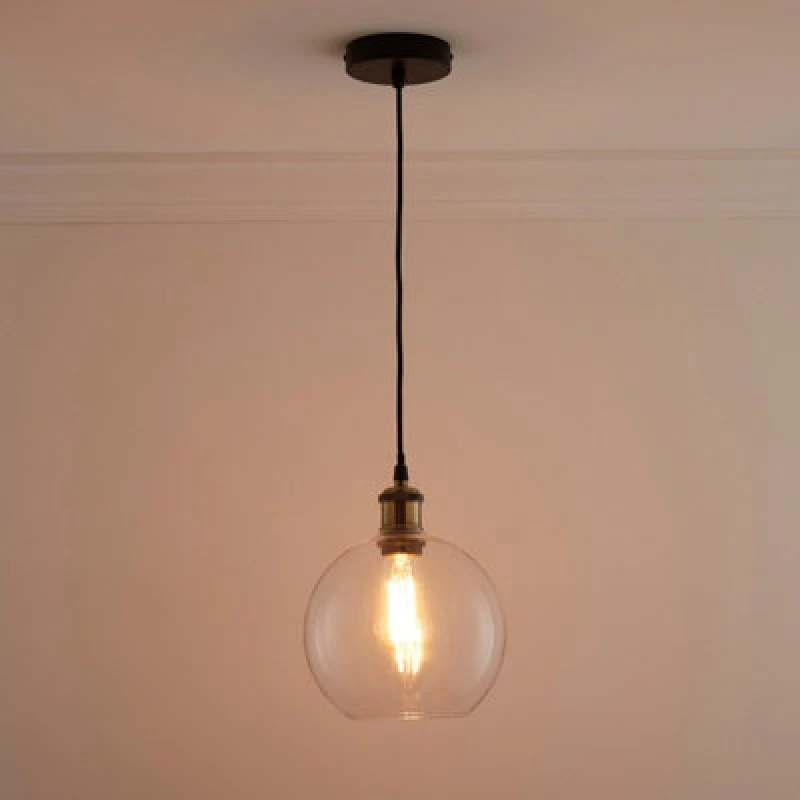 Image of K LIVING Antonio 1 light Hanging Clear Glass Ceiling Pendant with Filament Bulb Clear