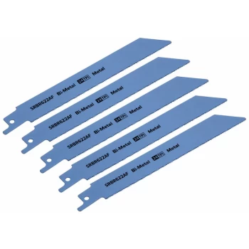 Image of Sealey - SRBR622AF Reciprocating Saw Blade Metal 150mm 24tpi - Pack of 5