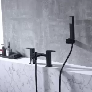 Image of VURTU Barkway Bath Shower Mixer, 1/4 Turn, Dual Lever Ceramic Disc, High/ Low Water Pressure, 240(H) x 220(W), Black, 628527