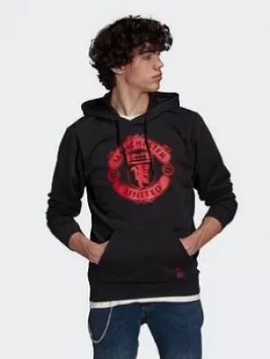 Image of adidas Manchester United Dna Hoodie, Black, Size S, Men