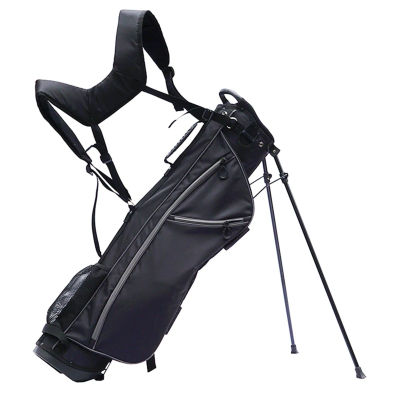 Image of Gr8 Home Golf Stand Bag 7" 4 Way Divider Double Strap Black Grey Black Unisex