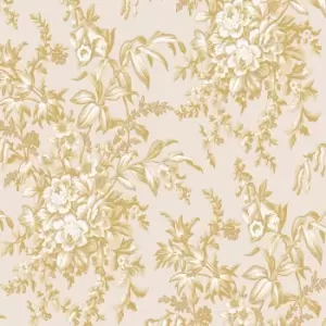 Image of Laura Ashley Picardie Pale Gold Floral Smooth Wallpaper