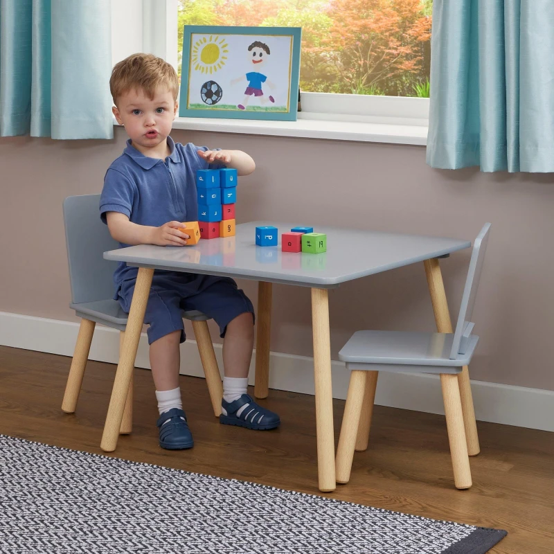 Image of Liberty House Toys Liberty House Kids Grey And Pinewood Table And Chair Set LHT11121