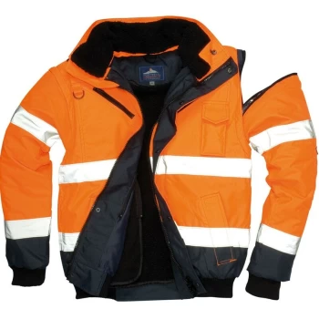 Image of Portwest - C465ONRS - sz S Hi-Vis Contrast Bomber Jacket - Orange/Navy