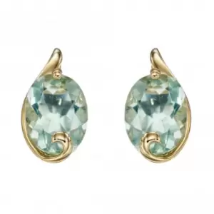 Image of 9ct Green Fluorite Swirl Yellow Gold Studs Earrings GE2347G