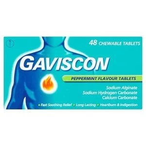 Image of Gaviscon Heartburn & Indigestion Peppermint Flavour Tablets 48s