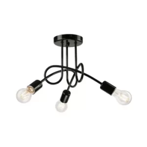 Image of Camilla Multi Arm Semi Flush Ceiling Light Black, 3x E27