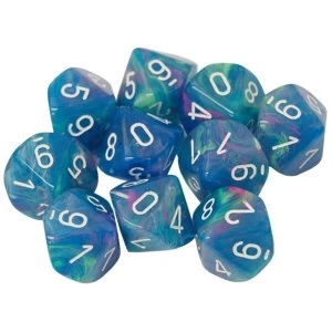 Image of Chessex d10 Dice Set: Festive Waterlily/White (10)