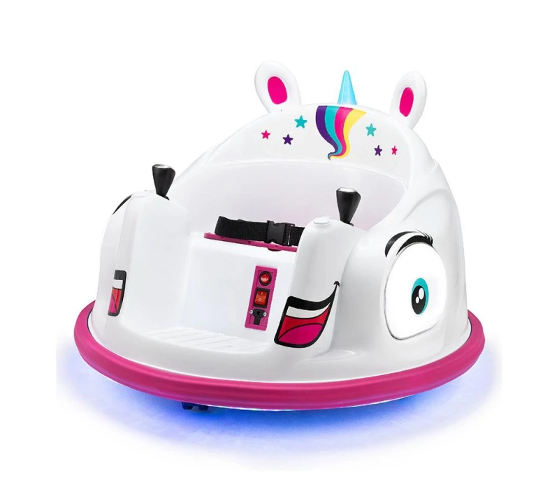 Image of XOOTZ Unicorn Kids Electric Bumper Car Ride-On Toy - White & Pink, White,Pink 5031470275686